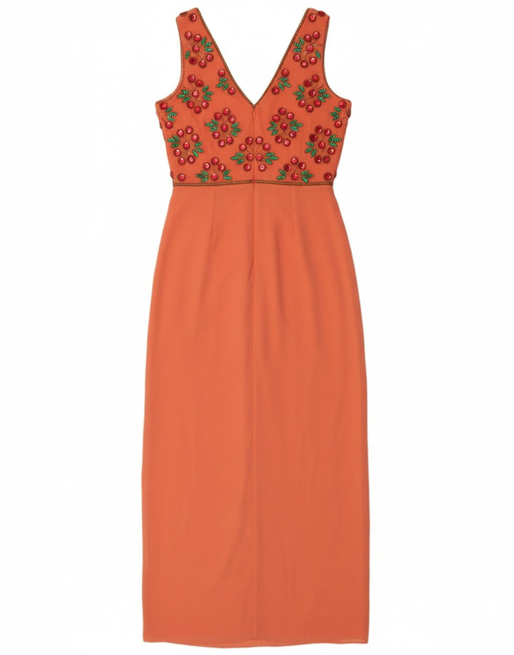 VIRGOS LOUNGE Womens Sleeveless Maxi Dress UK 12 Medium Orange Polyester Vintage Virgos Lounge and Second-Hand Virgos Lounge from Messina Hembry 