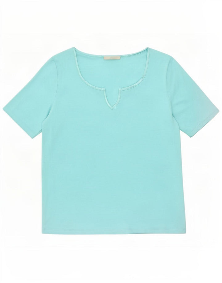 Marks & Spencer Damen T-Shirt Top UK 14 Medium Türkis Polyester