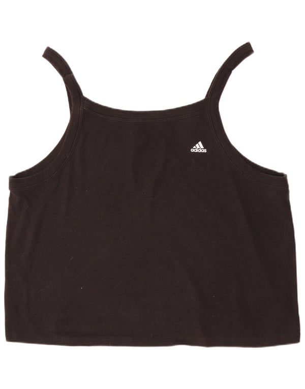Adidas Damen Crop Cami Top UK 28/30 3XL Schwarz Baumwolle