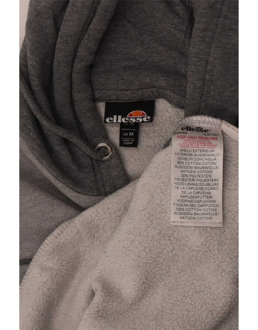 Ellesse Herren-Kapuzenpullover aus mittelgrauer Baumwolle