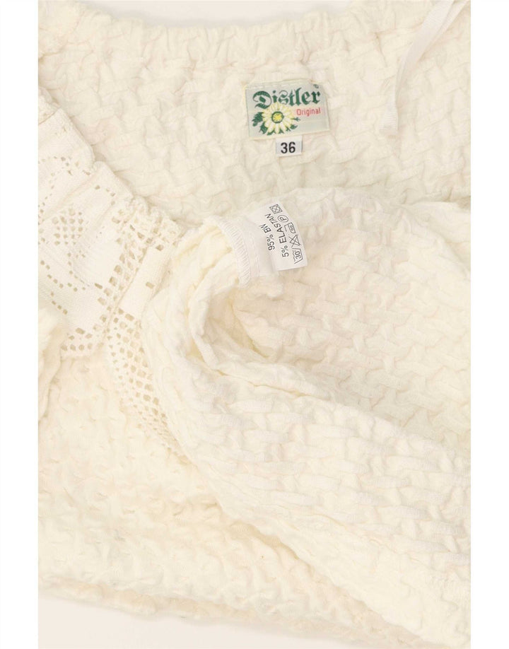 Distler Damen Bluse Top EU 36 Small Weiße Baumwolle