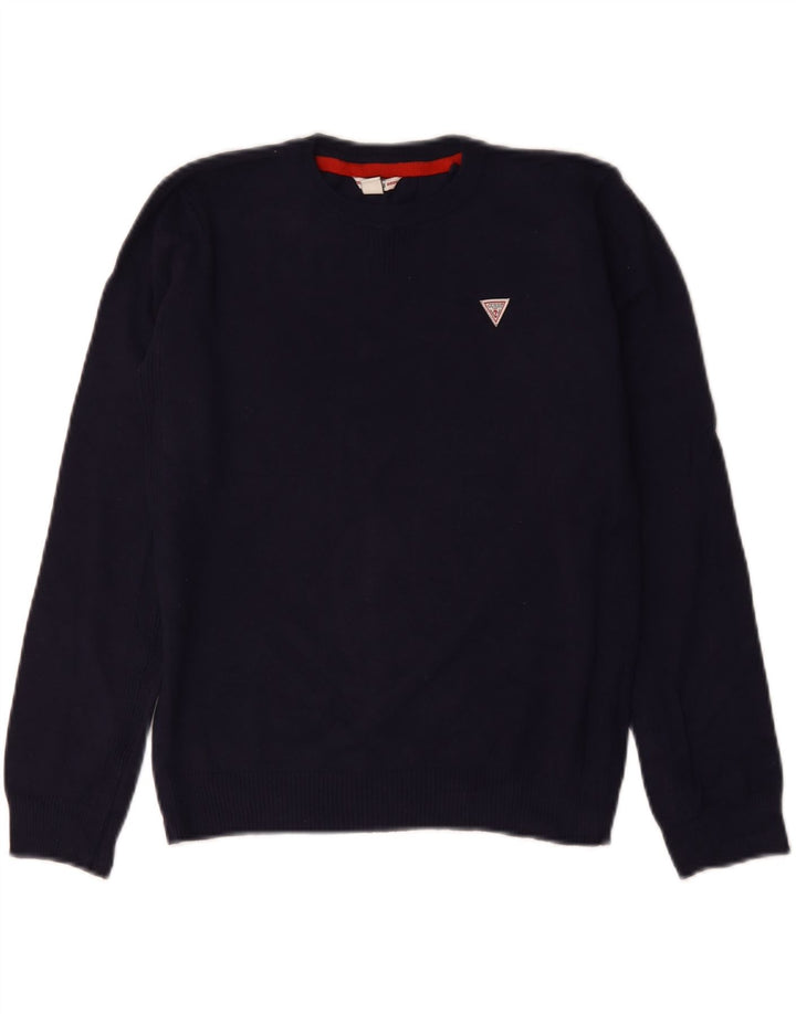 GUESS Jungen-Pullover mit Rundhalsausschnitt, 11–12 Jahre, Marineblau