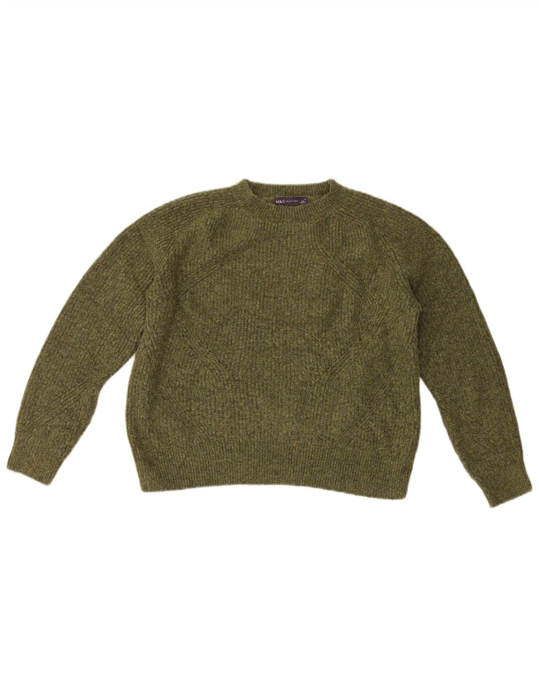 Marks & Spencer Damen-Pullover mit Rundhalsausschnitt, Gr. 14, Mittelgrün meliert