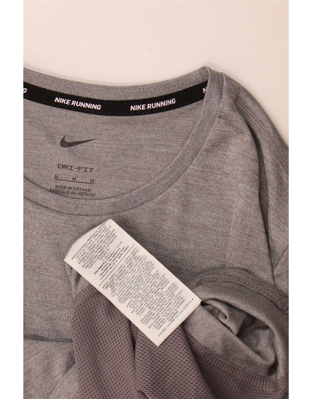 Nike Damen Dri Fit T-Shirt Top UK 14 Mittelgraues Colourblock-Polyester