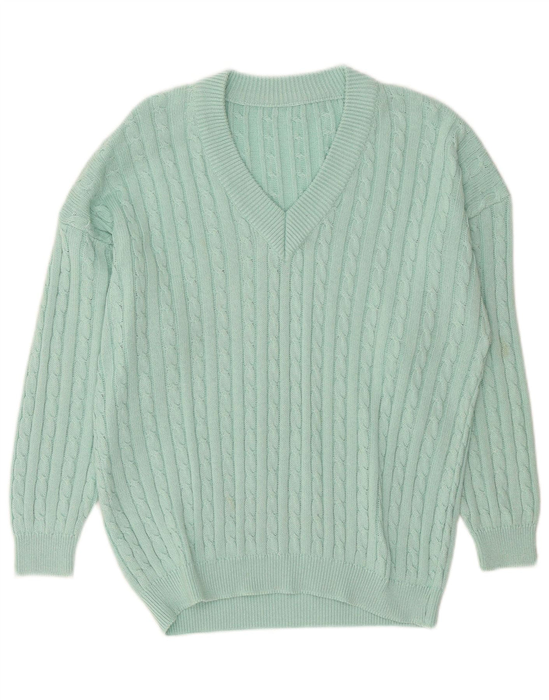 Vintage Herren V-Ausschnitt Pullover Pullover Groß Türkis