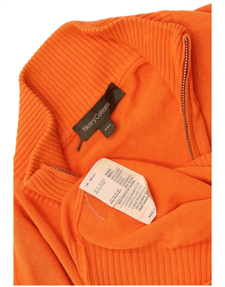Henry Cottons Herren-Pullover mit Reißverschluss, 2XL, Orange, Baumwolle