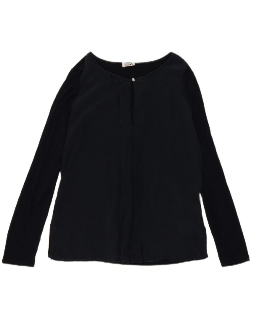 LIU JO Womens Long Sleeve Blouse Top IT 44 Medium Navy Blue Silk