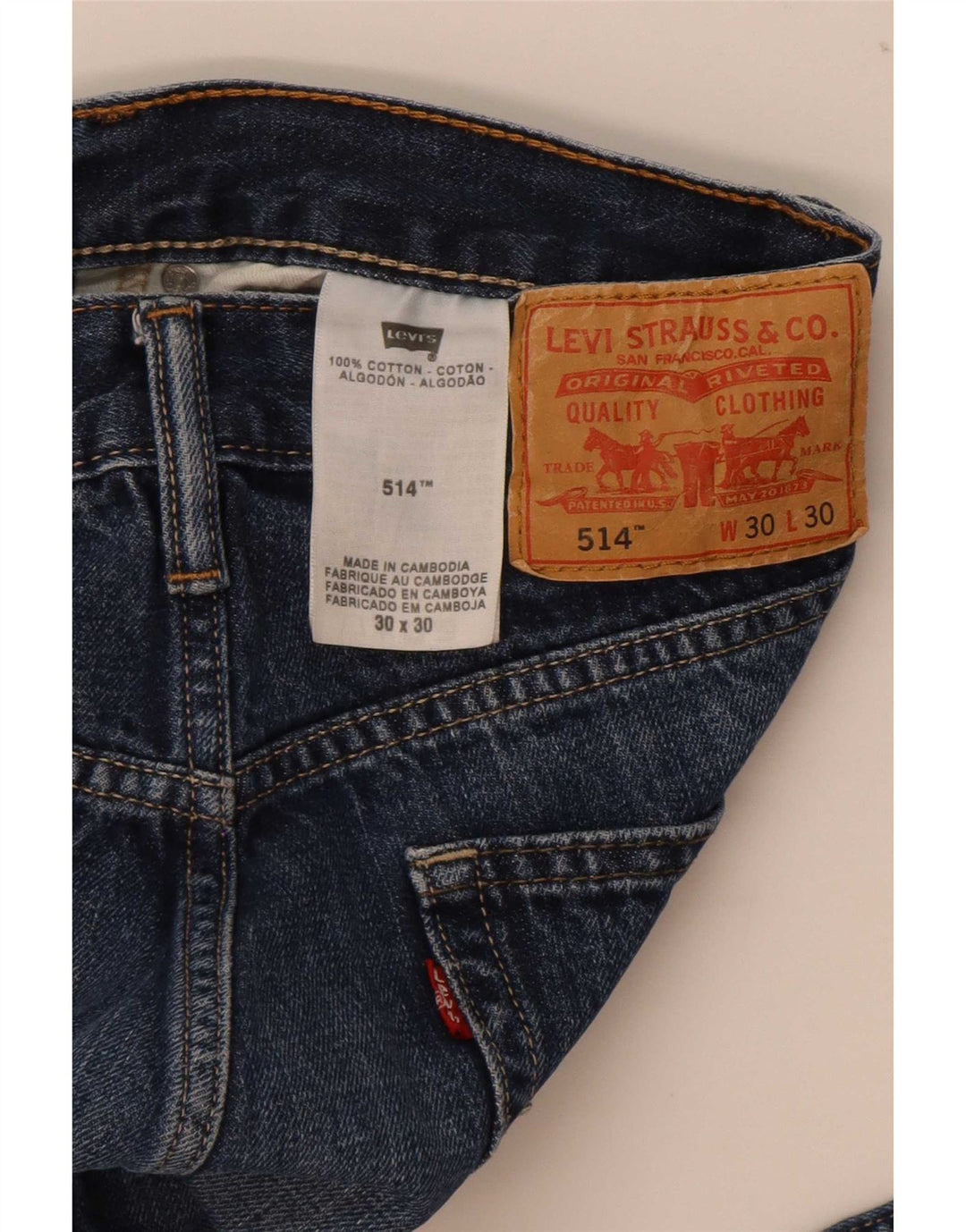 Levi's Herren 514 Straight Jeans W30 L30 Blaue Baumwolle