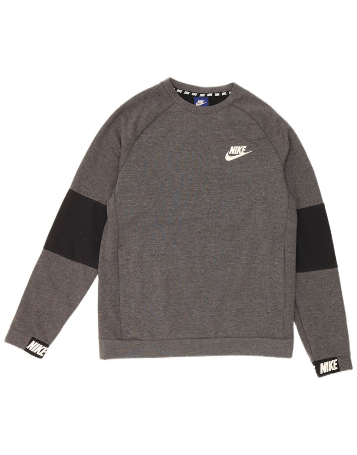 Nike Herren-Sweatshirt mit Grafik, Größe S, Grau, Colourblock-Baumwolle