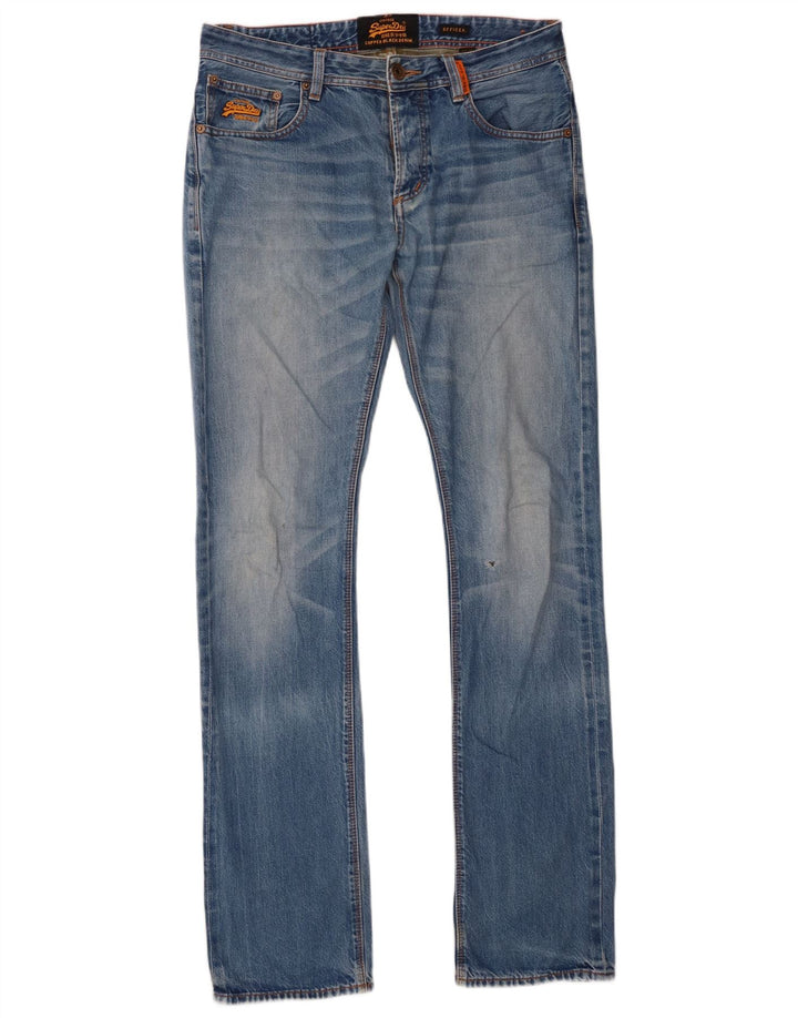 Superdry Herren Officer Slim Jeans W32 L34 Blaue Baumwolle
