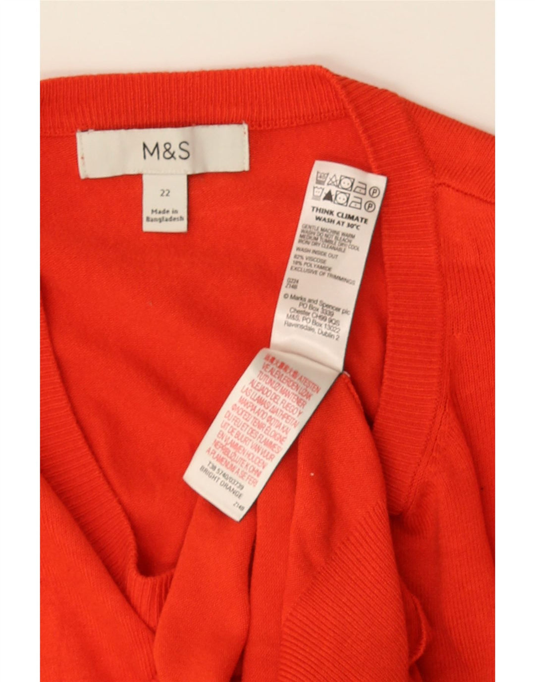Marks & Spencer Damen Strickjacke Pullover UK 22 3XL Rote Viskose