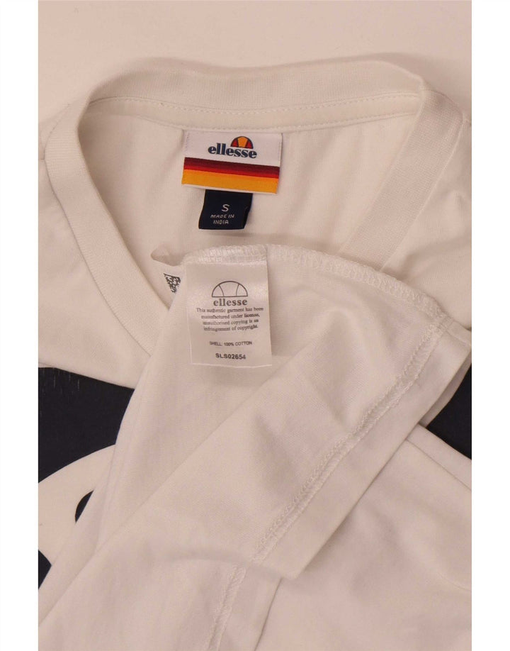 Ellesse Herren-T-Shirt mit Grafik, Größe S, weiße Baumwolle