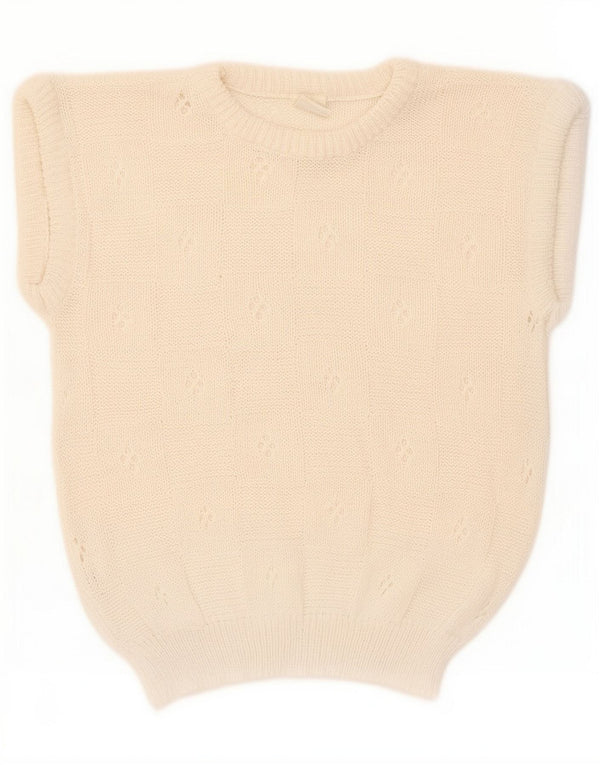 Creazioni Damen Weste Tank Top UK 14 Medium Off White Cotton
