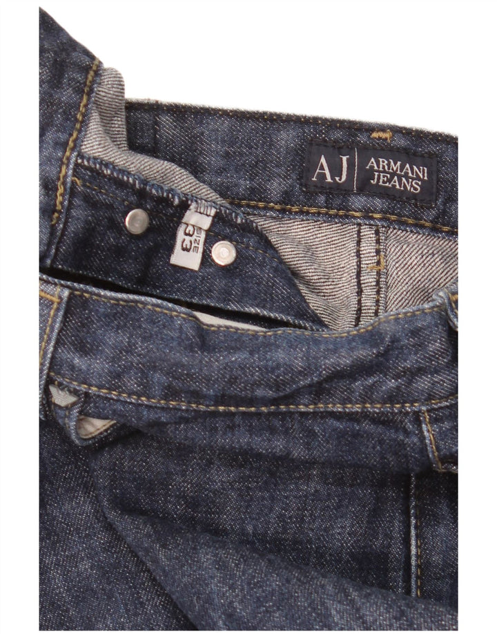 Armani Herren Straight Jeans W33 L36 Marineblau meliert