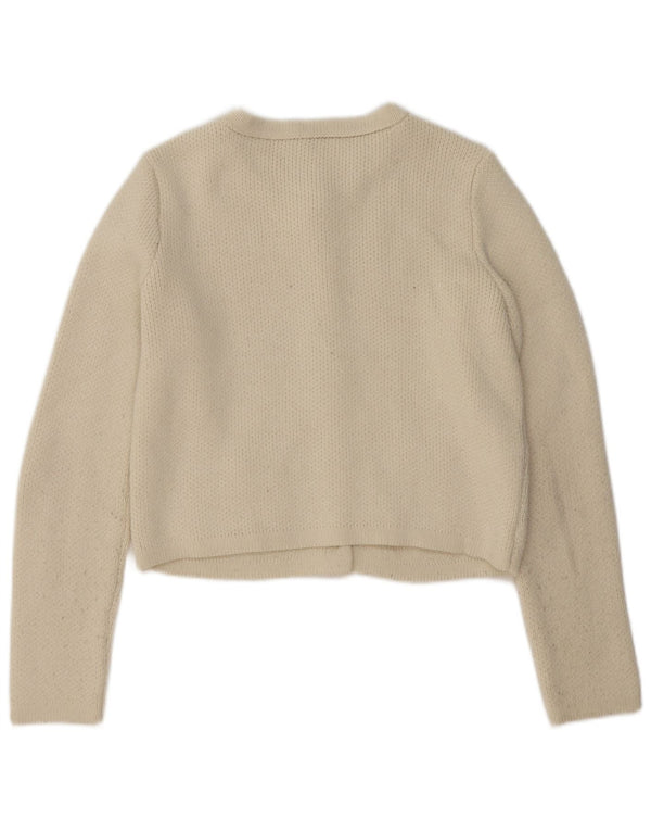 Zara Damen Crop Cardigan Pullover UK 14 Medium Off White