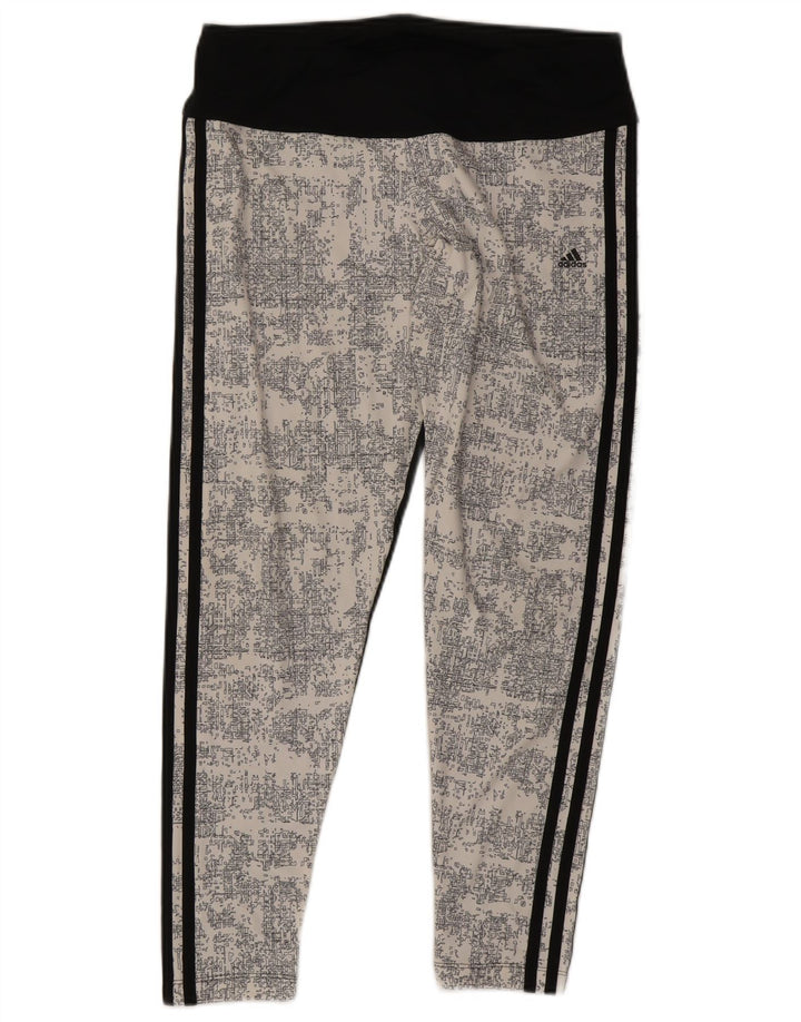 Adidas Damen Climalite Leggings UK 14 Large Schwarz Colourblock Polyester