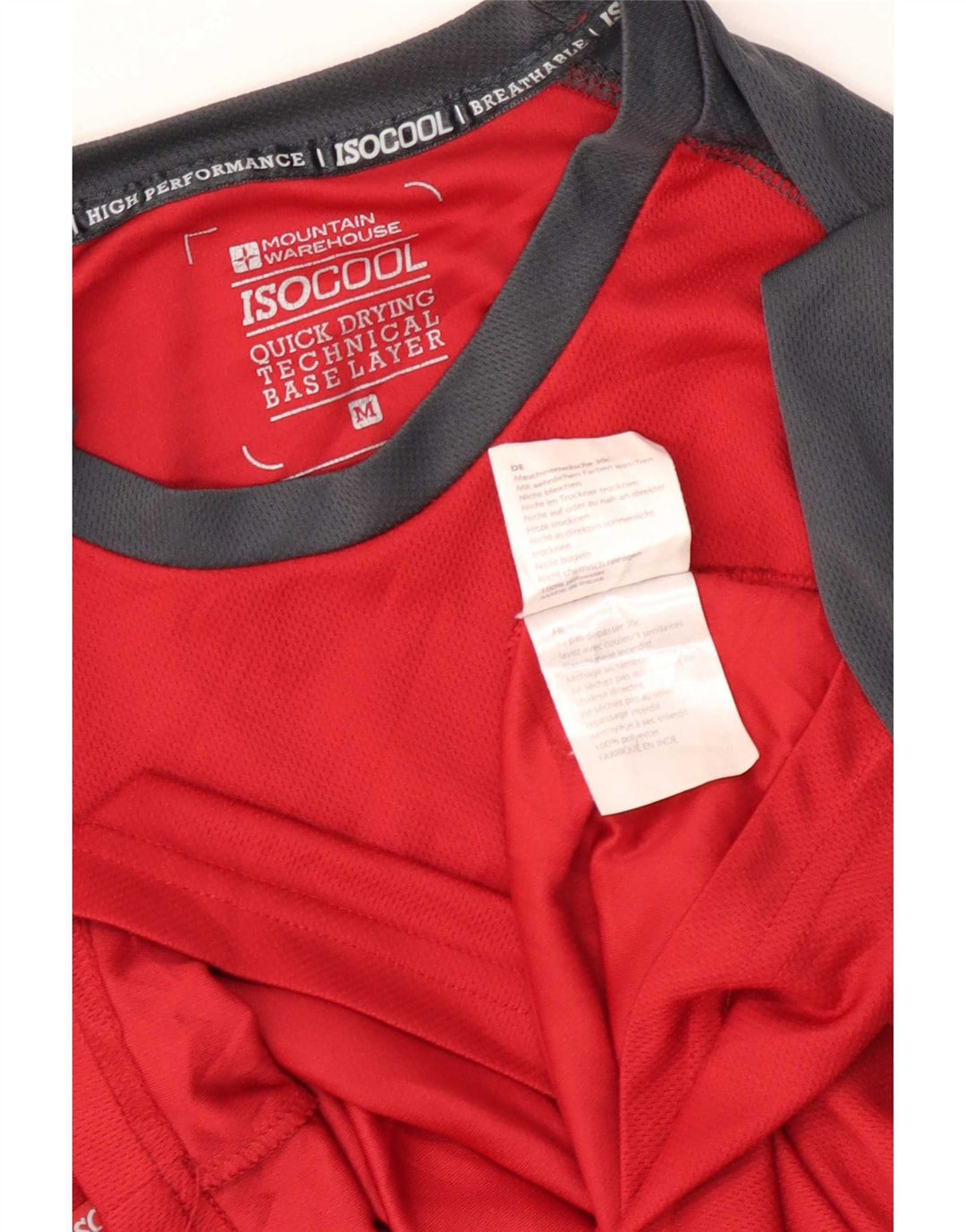 Mountain Warehouse IsoCool-Oberteil für Herren, langärmelig, Mittelrot, Farbblock