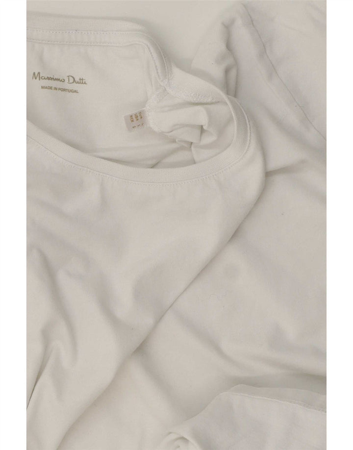 Massimo Dutti Damen T-Shirt Top Large Weiß