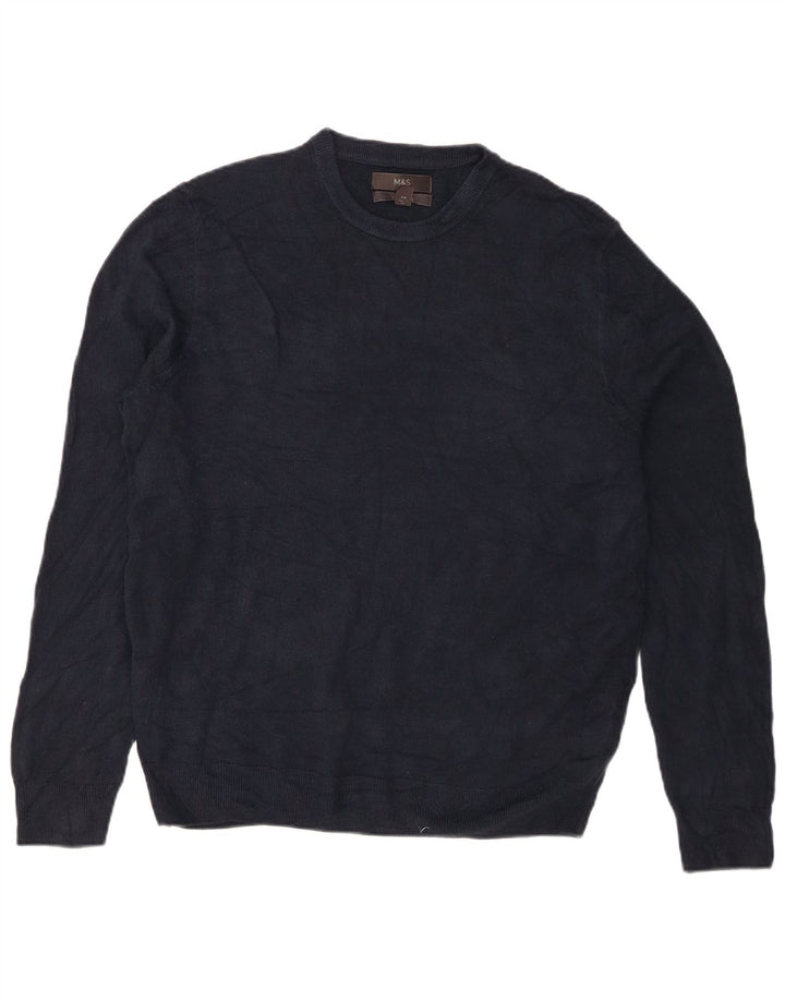 Marks & Spencer Herren-Pullover mit Rundhalsausschnitt, groß, Marineblau, Acryl