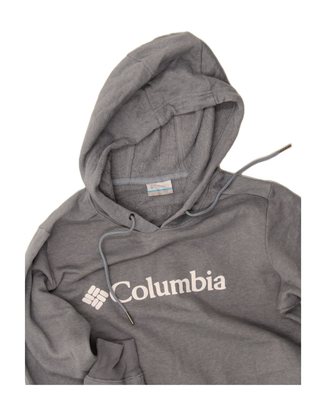 COLUMBIA Womens Graphic Hoodie Jumper UK 14 Medium Grey Polyester Vintage Columbia and Second-Hand Columbia from Messina Hembry 
