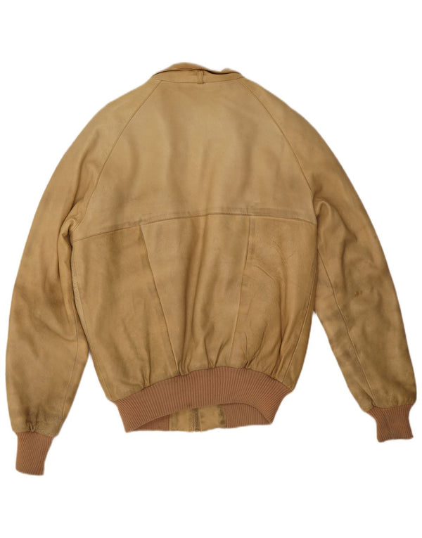Vintage Herren Sherpa Lederjacke IT 52 XL Beige Leder