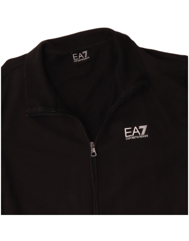 Emporio Armani Herren-Trainingsanzug-Top-Jacke aus mittelschwarzer Baumwolle