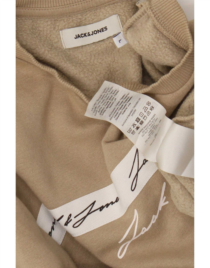 Jack & Jones Herren-Sweatshirt mit Grafik, reguläre Passform, groß, braune Baumwolle