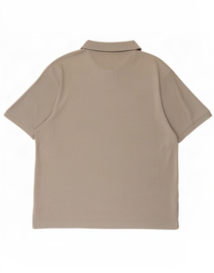 Zara Herren-Poloshirt, große graue Nadelstreifen-Baumwolle