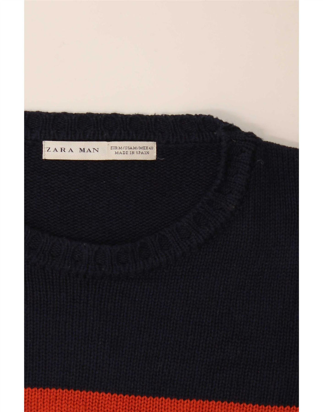 Zara Herren-Pullover mit U-Boot-Ausschnitt, mittelgroß, marineblau gestreift