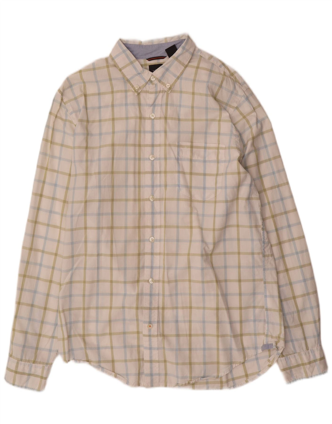 Dockers Herren-Hemd in Standard-Passform, mittelweiß, kariert, Baumwolle