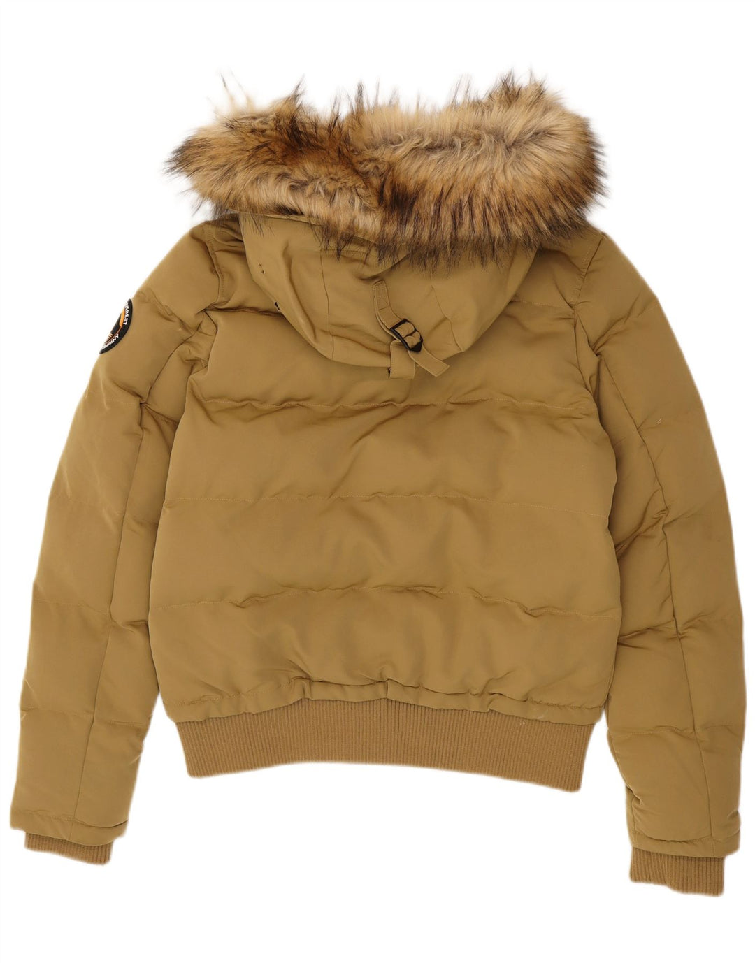 Superdry Wattierte Damenjacke mit Kapuze, UK 14, Größe L, Beige, Polyester