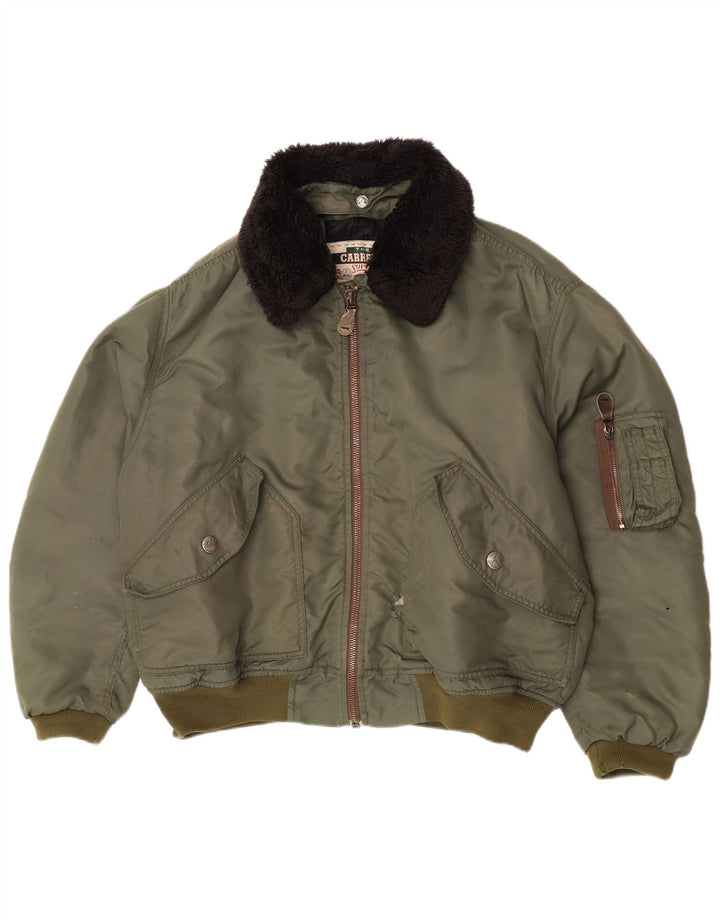 Carrera Herren Bomberjacke UK 40 Large Khaki Colourblock Polyamid