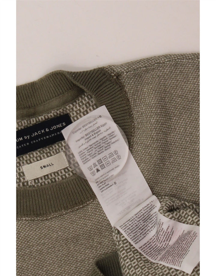 Jack & Jones Herren-Pullover mit Rundhalsausschnitt, Größe S, Khaki, Baumwolle