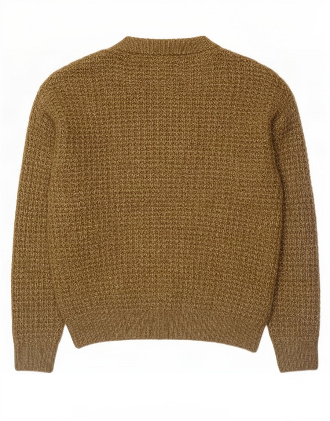 Zara Herren-Pullover mit Rundhalsausschnitt, großes Khaki-meliertes Polyester