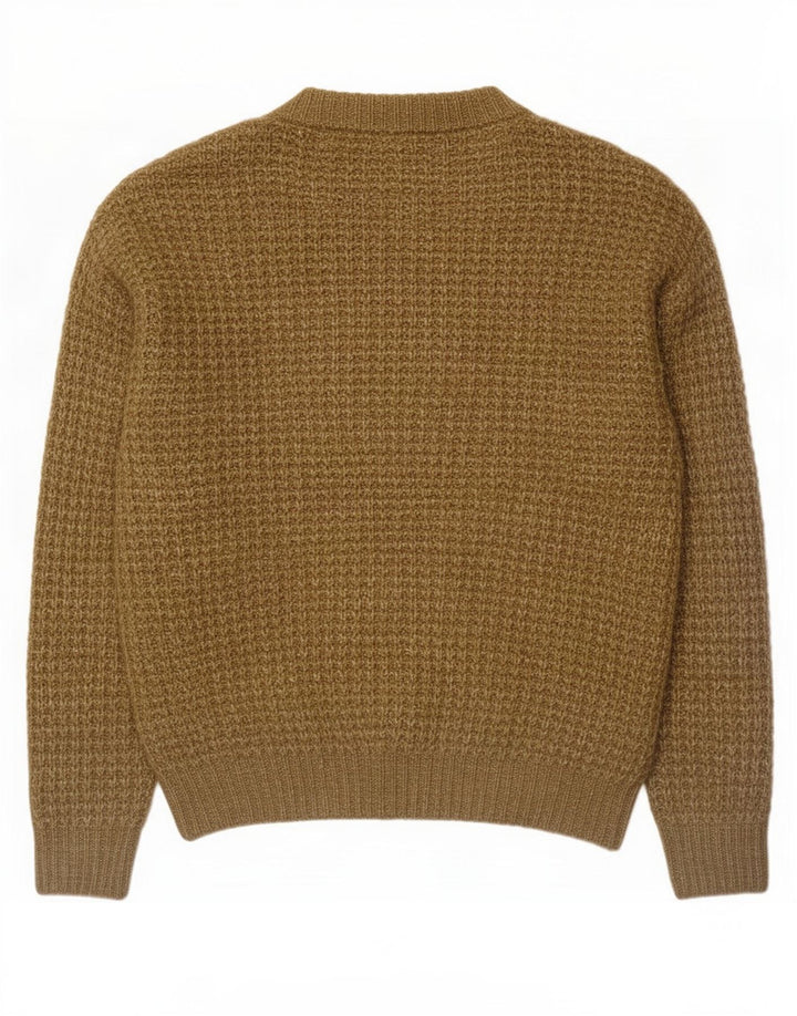 Zara Herren-Pullover mit Rundhalsausschnitt, großes Khaki-meliertes Polyester