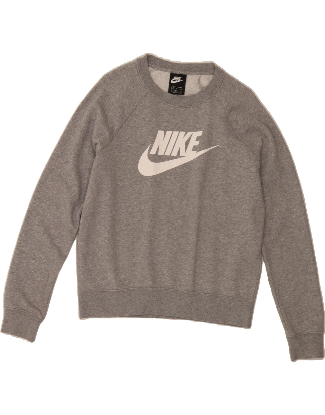 NIKE Womens Oversized Graphic Sweatshirt Jumper UK 10 Small Grey Cotton Vintage Nike and Second-Hand Nike from Messina Hembry 