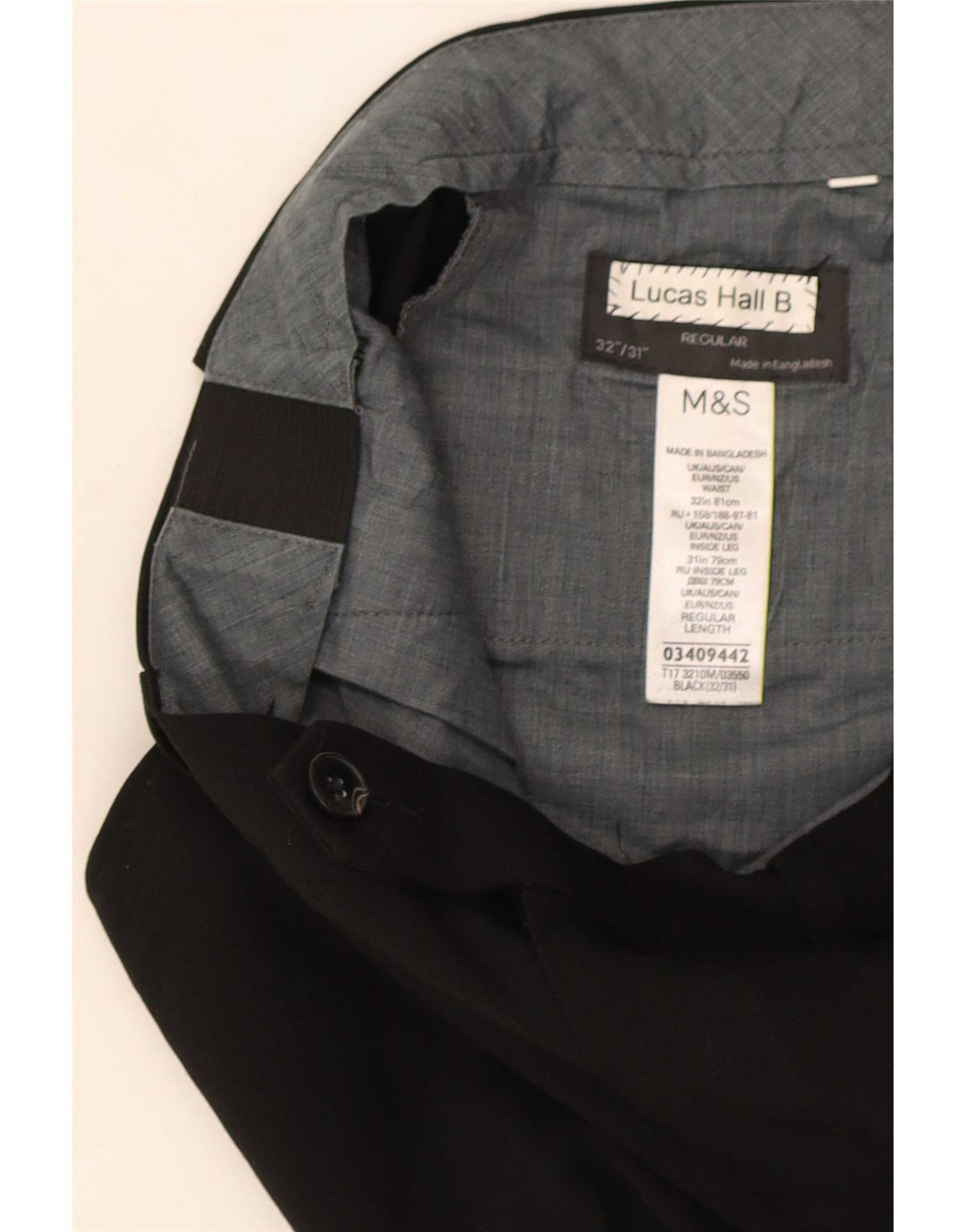 Marks & Spencer Herren-Anzughose mit normaler Passform, W32, L31, schwarzes Polyester