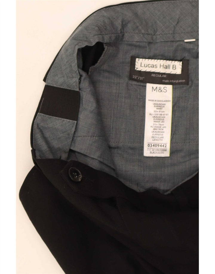 Marks & Spencer Herren-Anzughose mit normaler Passform, W32, L31, schwarzes Polyester