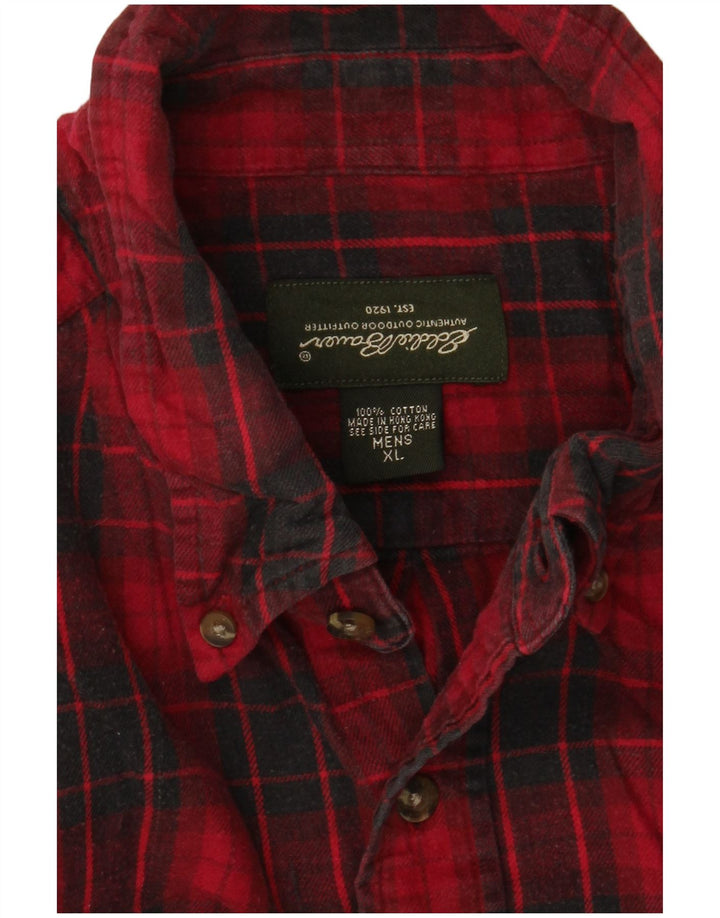 EDDIE BAUER Herren-Flanellhemd XL, rot kariert, Baumwolle