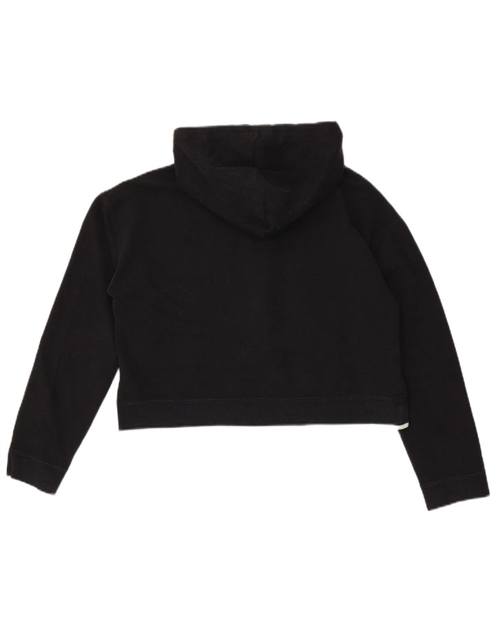 Adidas Damen Crop Oversized Hoodie Pullover UK 8 Small Schwarz Polyester
