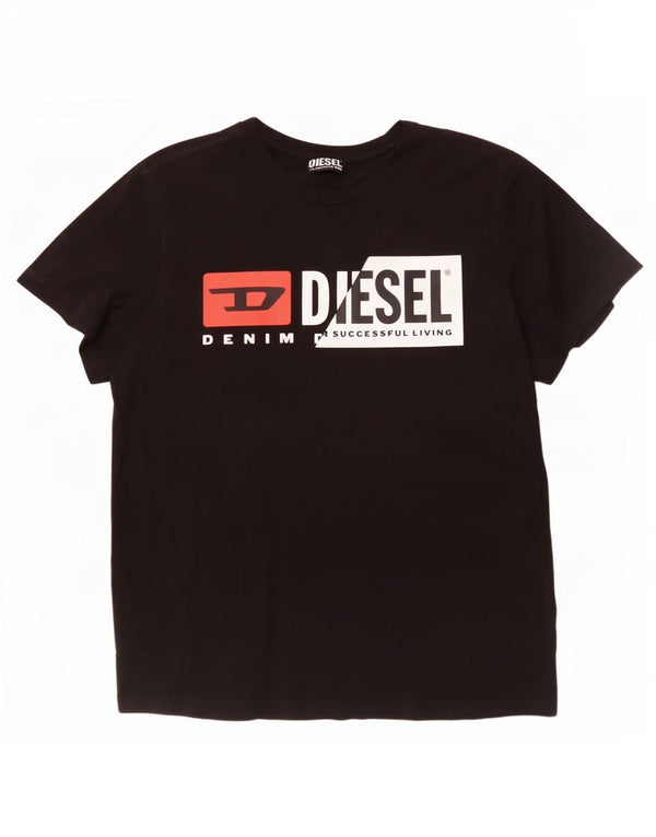 Diesel Herren Graphic T-Shirt Top XL Schwarz Baumwolle