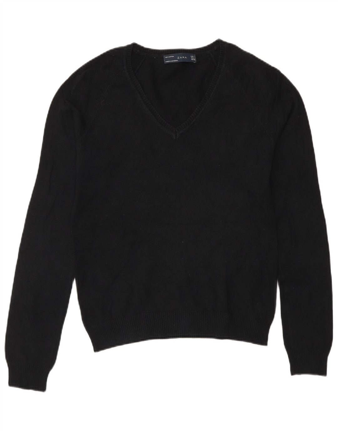 Zara Damen-Pullover mit V-Ausschnitt, Gr. 14, Schwarz