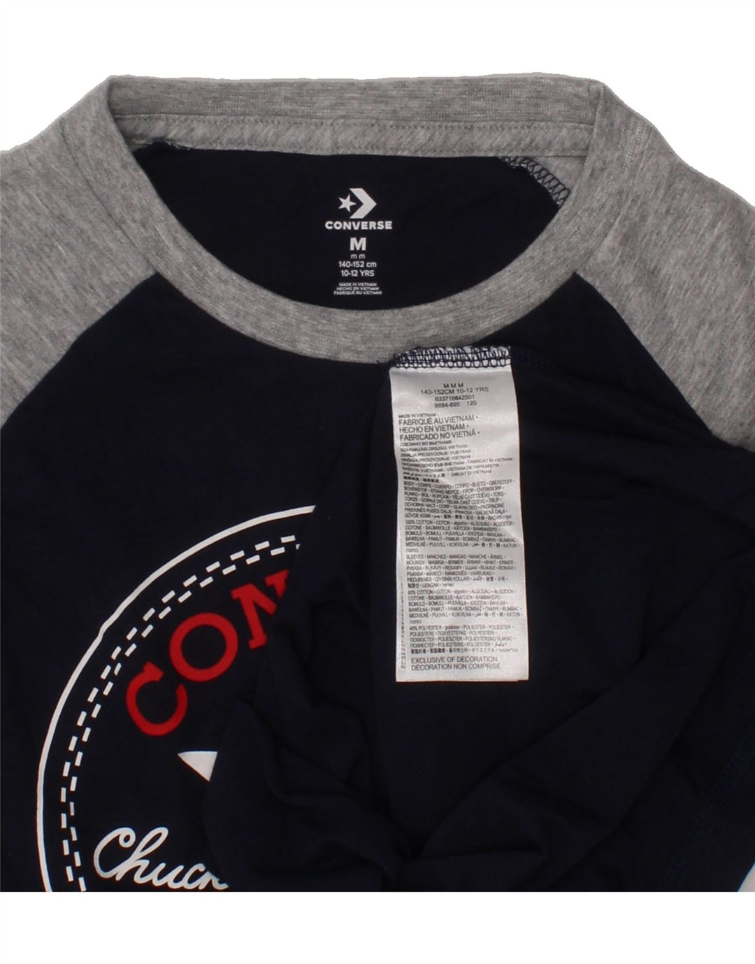 CONVERSE Boys Graphic Top Long Sleeve 10-11 Years Medium Navy Blue Vintage Converse and Second-Hand Converse from Messina Hembry 