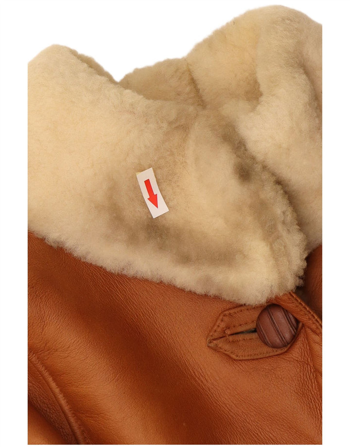 Vintage Damen Übergroße Lammfelljacke IT 44 Mittelbraun