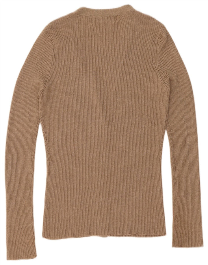 Zara Damen-Cardigan-Pullover UK 14 Mittelbeige gefleckte Viskose