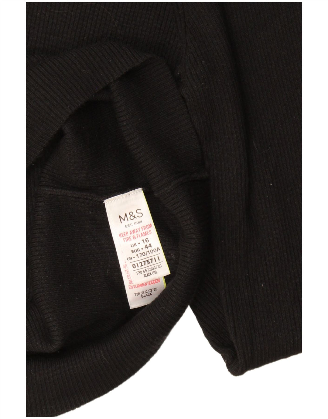 Marks & Spencer Damen Top Langarm UK 16 Large Schwarze Viskose