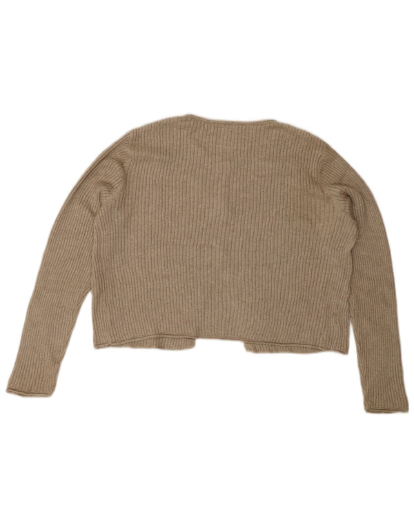 Zara Mädchen Crop Cardigan Pullover 11-12 Jahre Beige Viskose