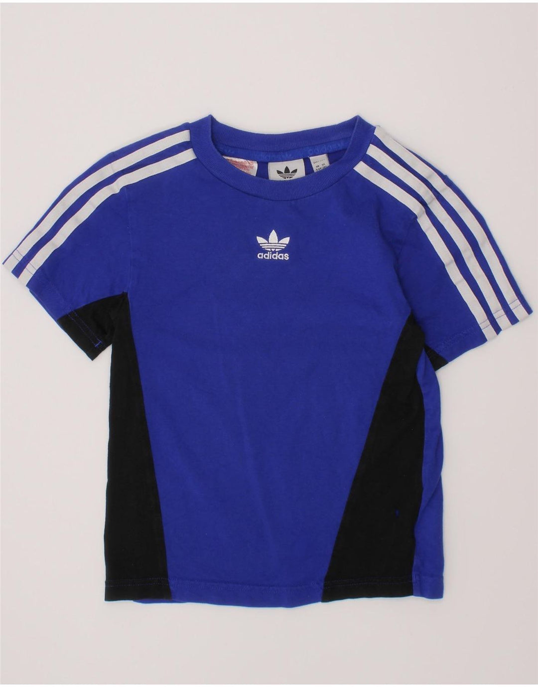 ADIDAS T-Shirt-Oberteil für Jungen, 5–6 Jahre, blaue Farbblock-Baumwolle