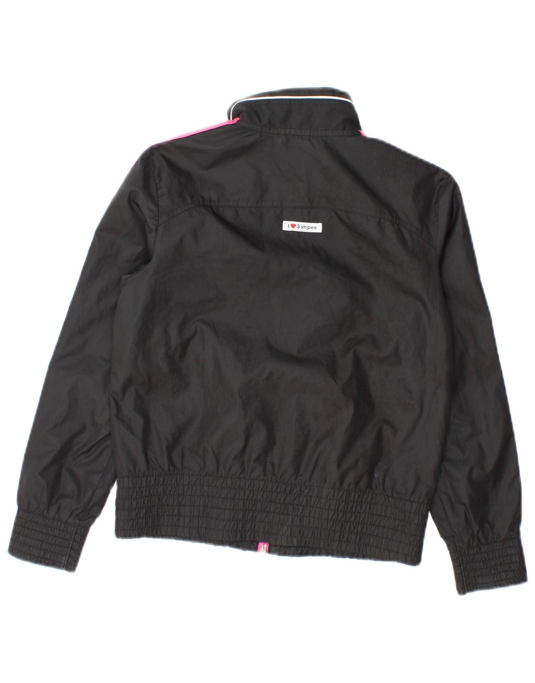 Adidas Mädchen-Trainingsanzugoberteil mit Grafik, 9–10 Jahre, schwarzes Polyester