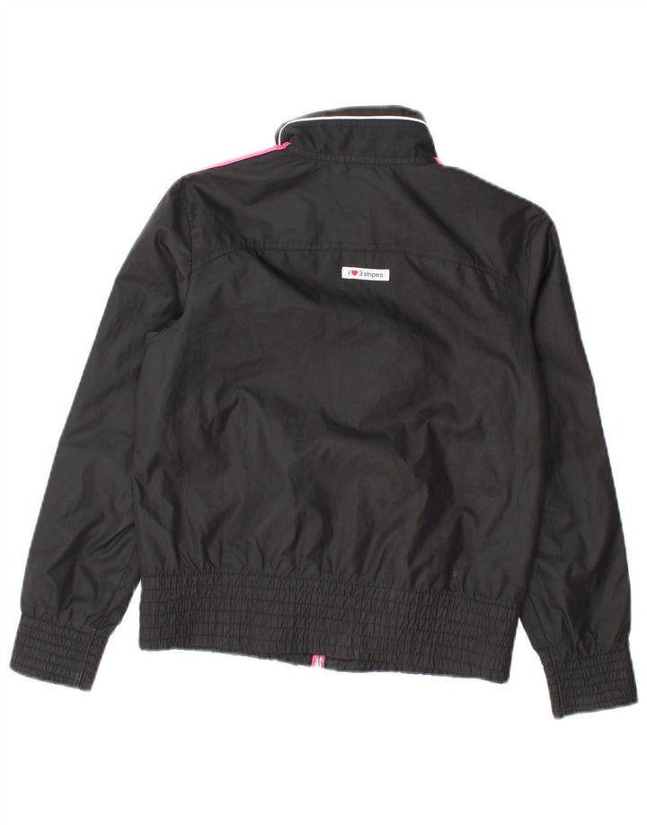 Adidas Mädchen-Trainingsanzugoberteil mit Grafik, 9–10 Jahre, schwarzes Polyester